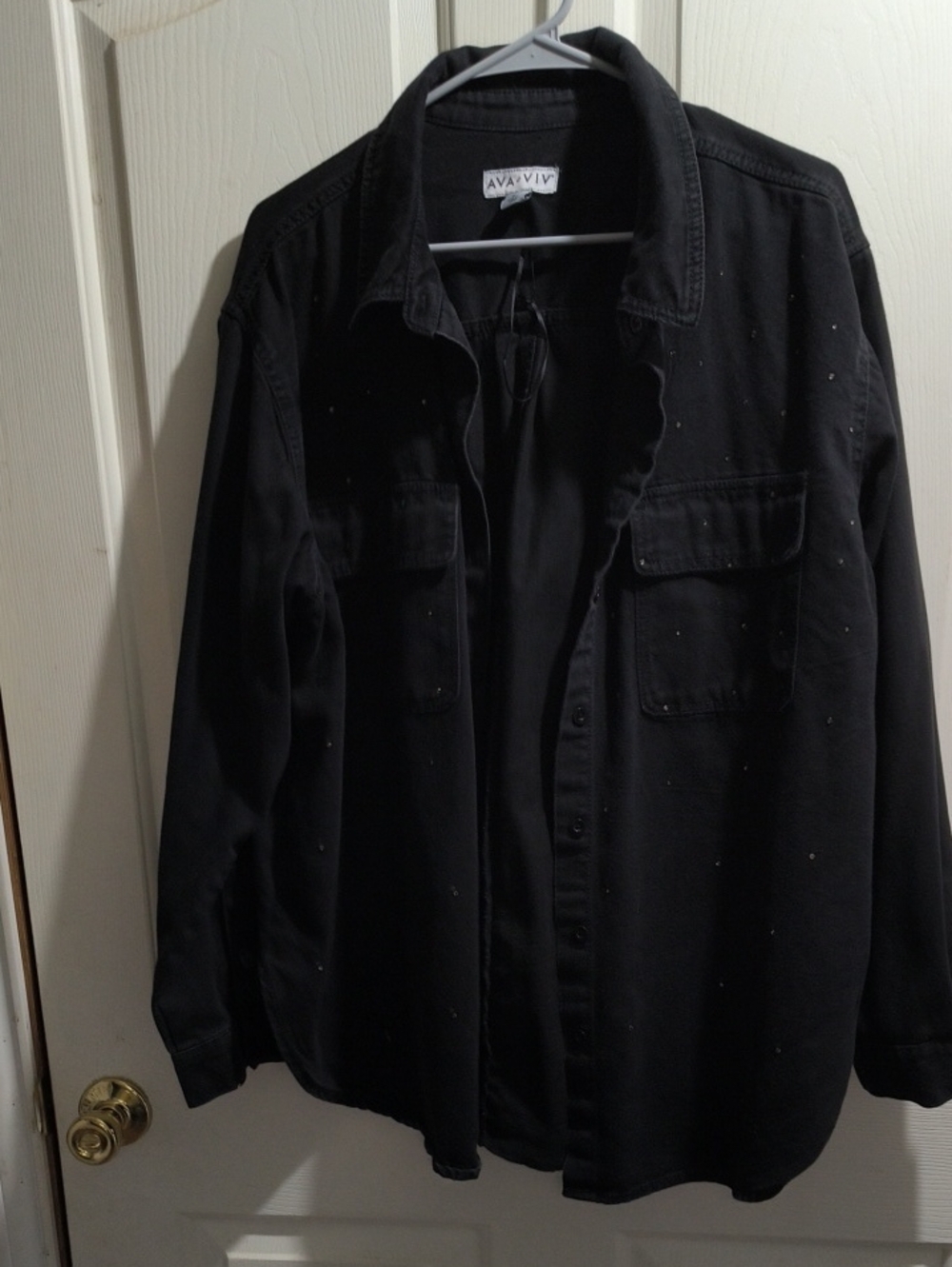 Ava & Viv Black Studded Button-Up Overshirt